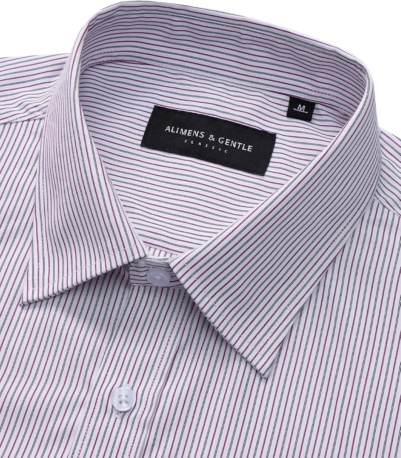 Alimens & Gentle Men's Striped Dress Shirt Button Down Regular Fit Shirts Casual Business Transitional Weather