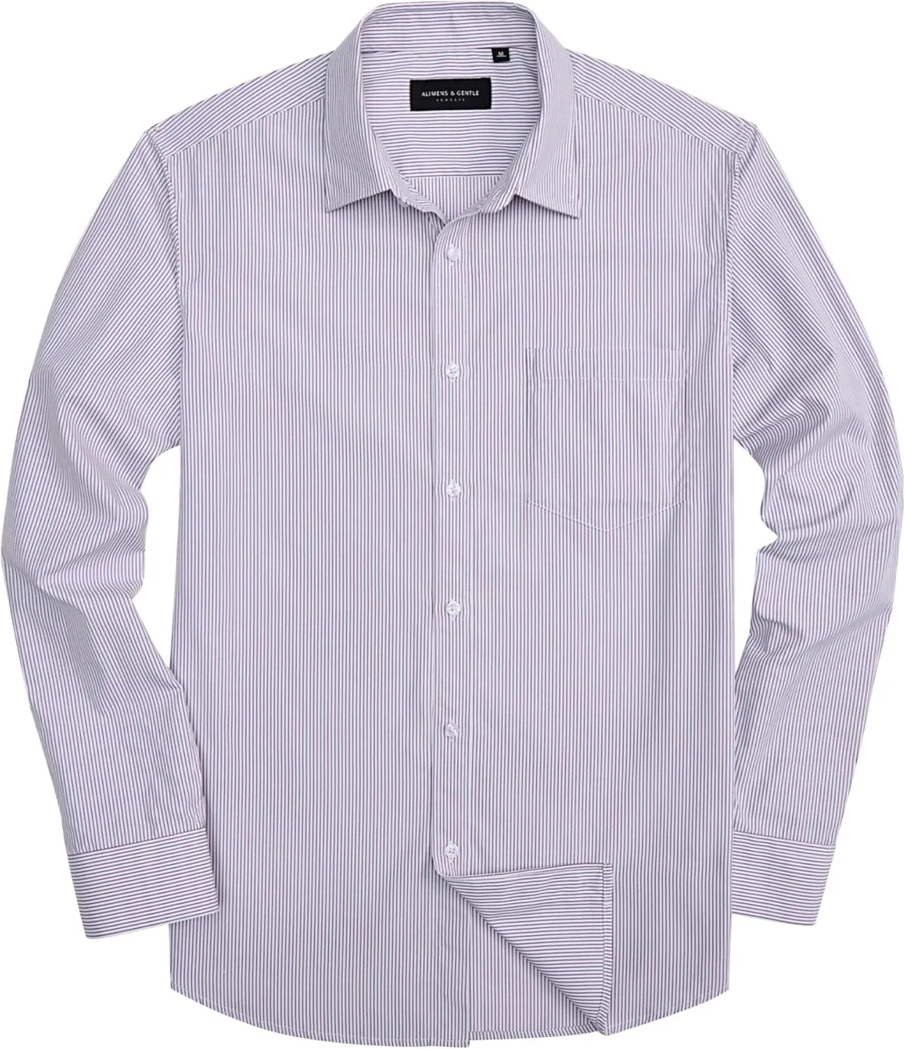 Alimens & Gentle Men's Striped Dress Shirt Button Down Regular Fit Shirts Casual Business Transitional Weather