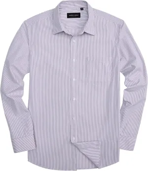 Alimens & Gentle Men's Striped Dress Shirt Button Down Regular Fit Shirts Casual Business Transitional Weather
