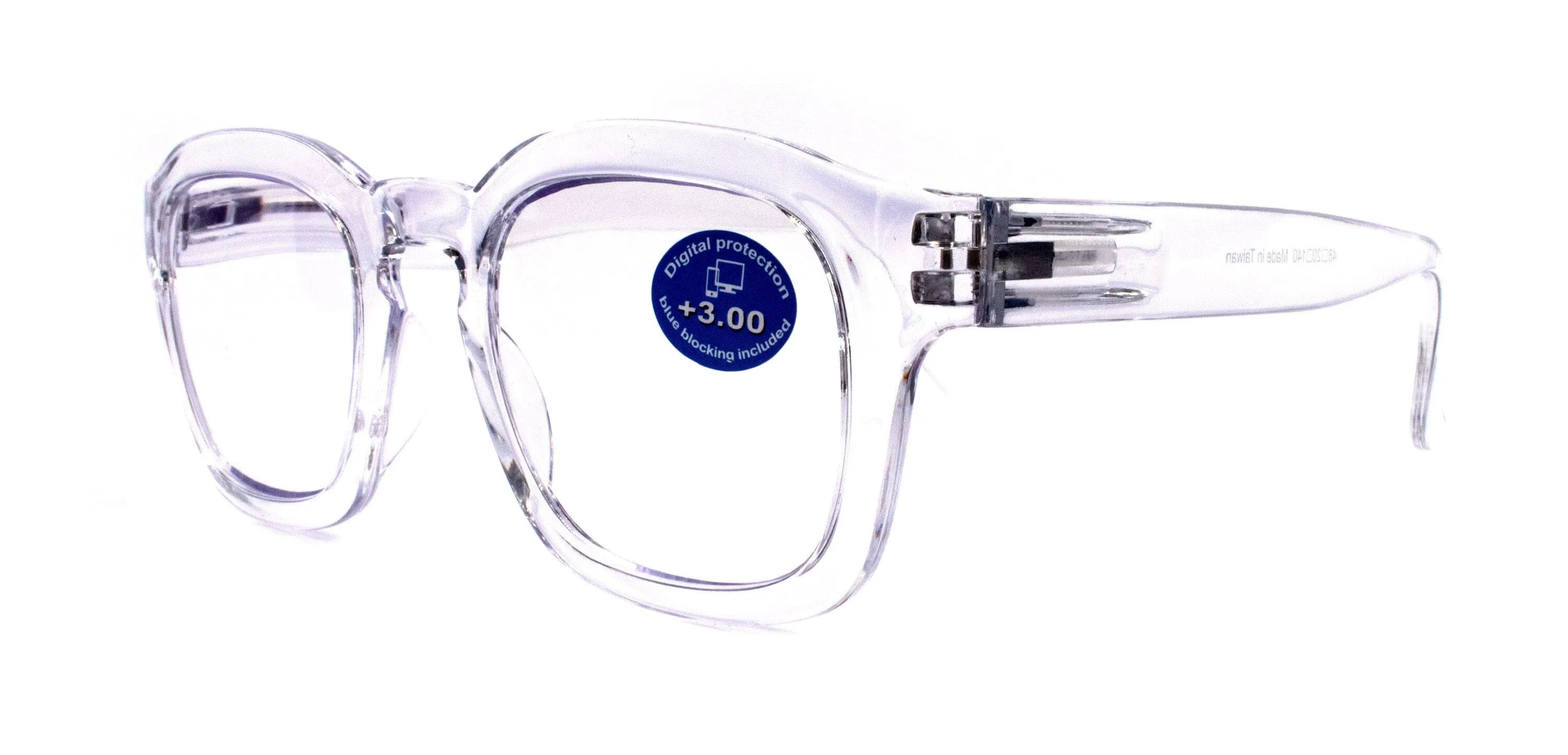 Apollo, (Blue Light Glasses) (Blue Blocker) Reduce Eyestrain, A/R Anti Glare.  1.25.. 3.00 Large Square (Clear) NY Fifth Avenue.