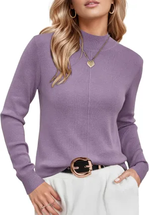 Arach&Cloz Women's Wool Blend Fall Sweaters Mock Neck Business Casual Outfits