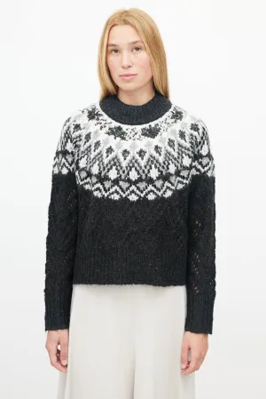 Black & White Beaded Fair Isle Sweater