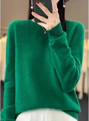 Cashmere Sweaters for Women,100% Cashmere Crew Neck Sweaters,Women's Long Sleeve Soft Pullover Cashmere Sweater