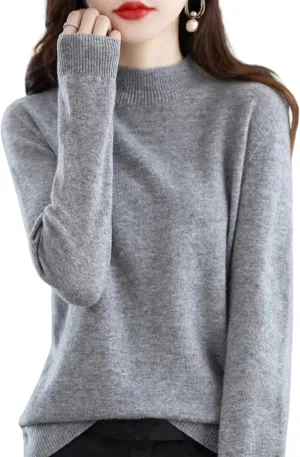 Cashmere Sweaters for Women,100% Cashmere Long Sleeve Sweaters Crew Neck Solid Pullover Jumpers Tops
