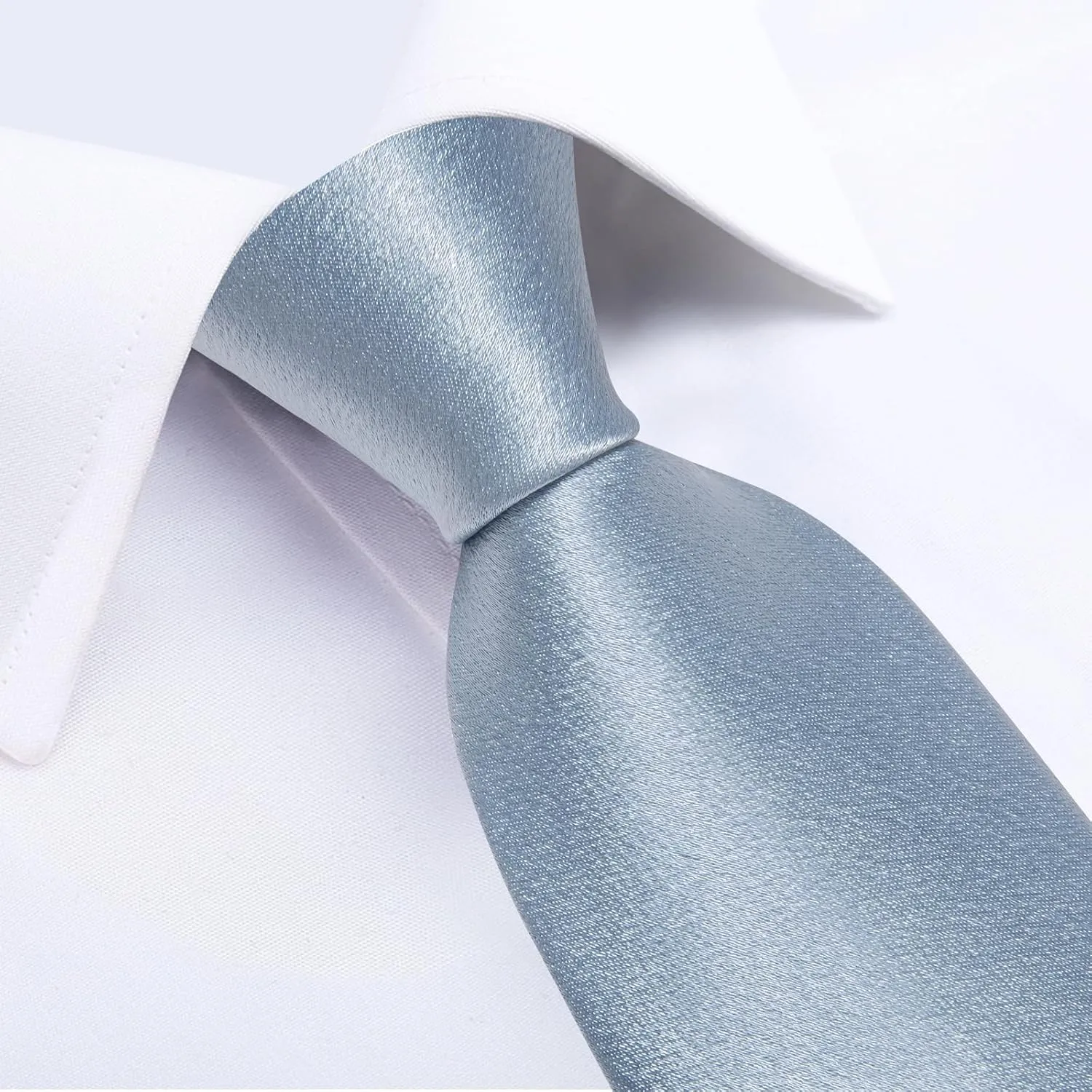 DiBanGu Mens Satin Tie with Lapel Pin Tie Clip Shiny Solid Color Necktie and Pocket Square Cufflinks Set for Wedding Party