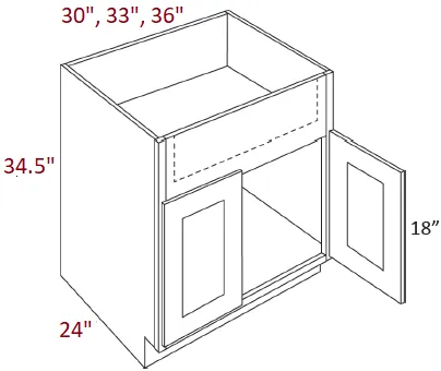EB10-SB36-FS Elegant White Assembled 36" Farm Sink Base Cabinet