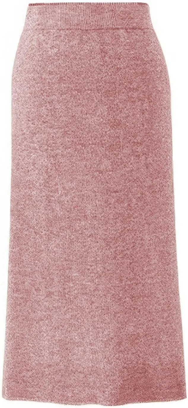 ebossy Women's Winter Warm High Waist Side Slit Wool Blend Long Skirts Rib Knit Stretchy Bodycon Pencil Skirt