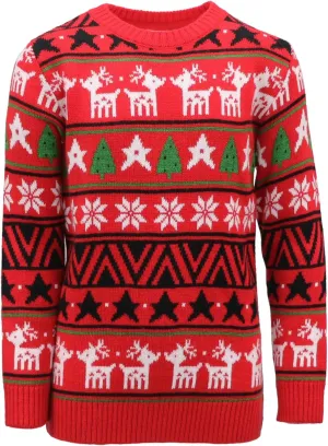 KIMU Boys' Long Sleeve Knit Pullover Christmas Sweater Crewneck Holiday Sweater Shirt