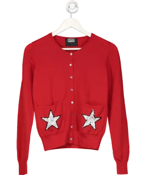 Markus Lupfter Red Wool Sequin Stars Cardigan UK XS