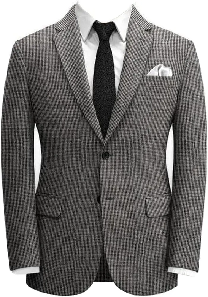 Men's Checked Blazer Two Buttons Party Prom Plaid Notch Lapel Suit Jacket