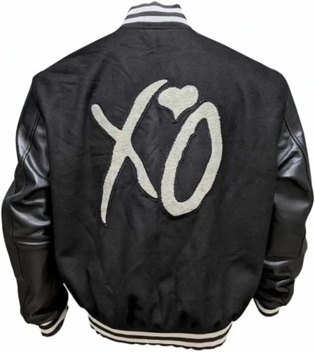 Mens Concert Rockstar XO Black Baseball Bomber Varsity Letterman Leather Jacket