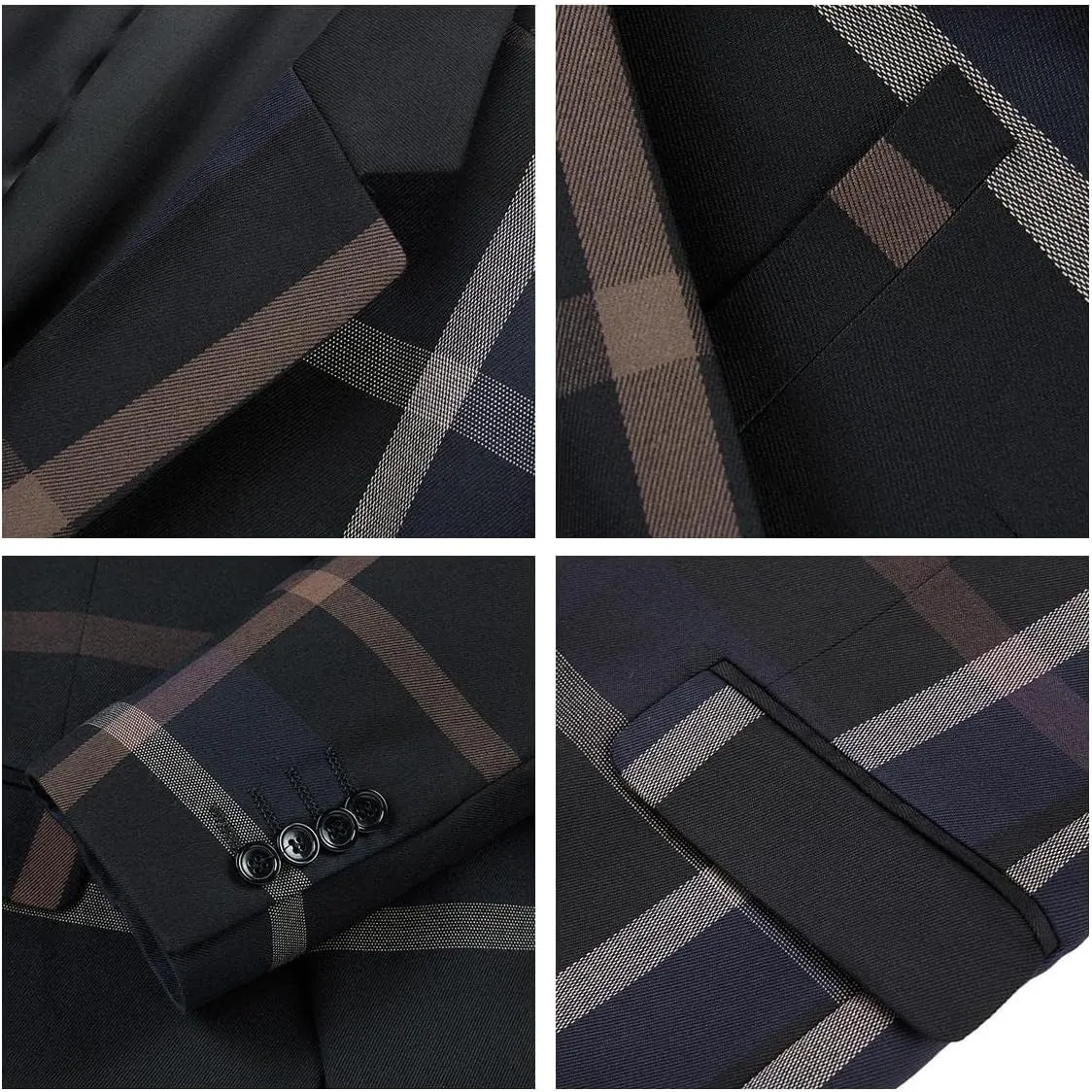 Men's One Button Checked Blazer Notch Lapel Prom Business Casual Coat
