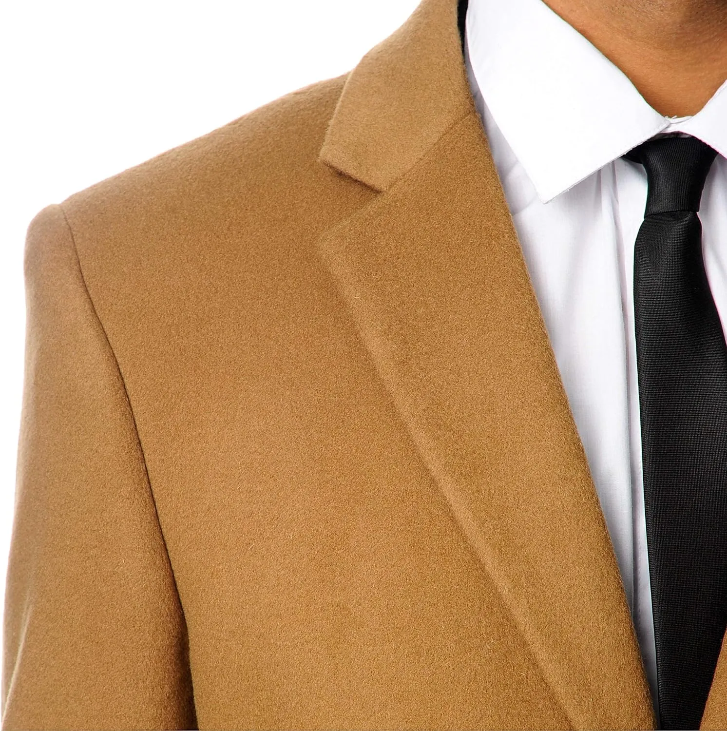 Men's Single Breasted Black Luxury Wool/Cashmere Full Length Topcoat