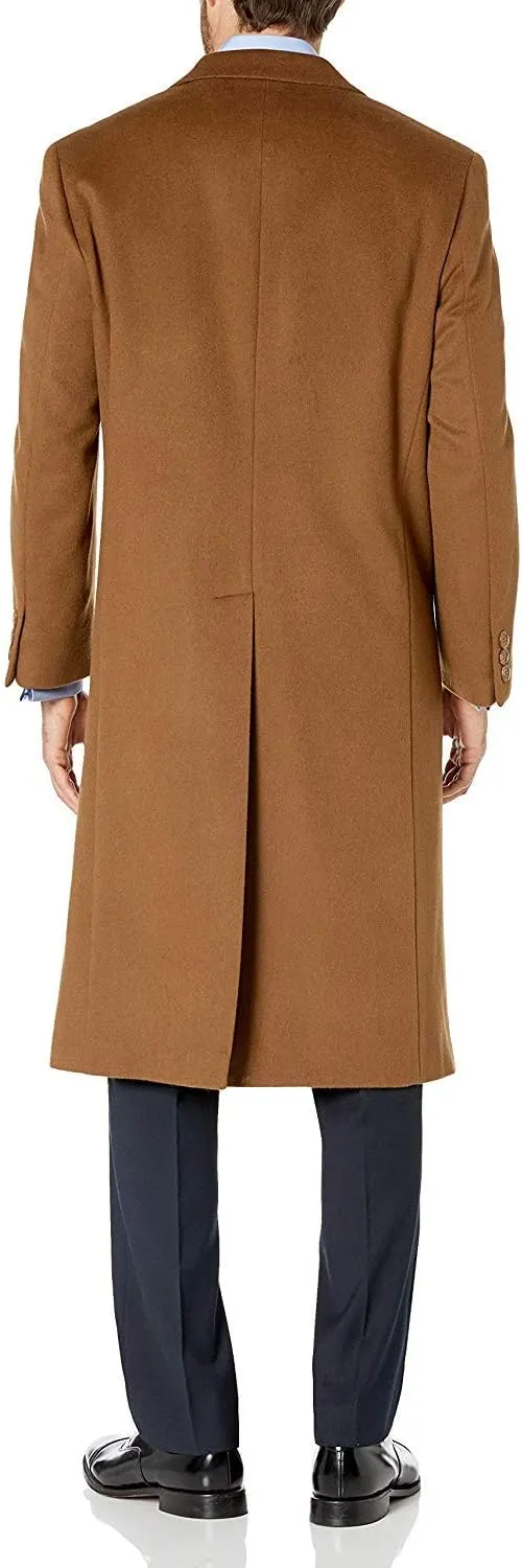 Men's Single Breasted Black Luxury Wool/Cashmere Full Length Topcoat