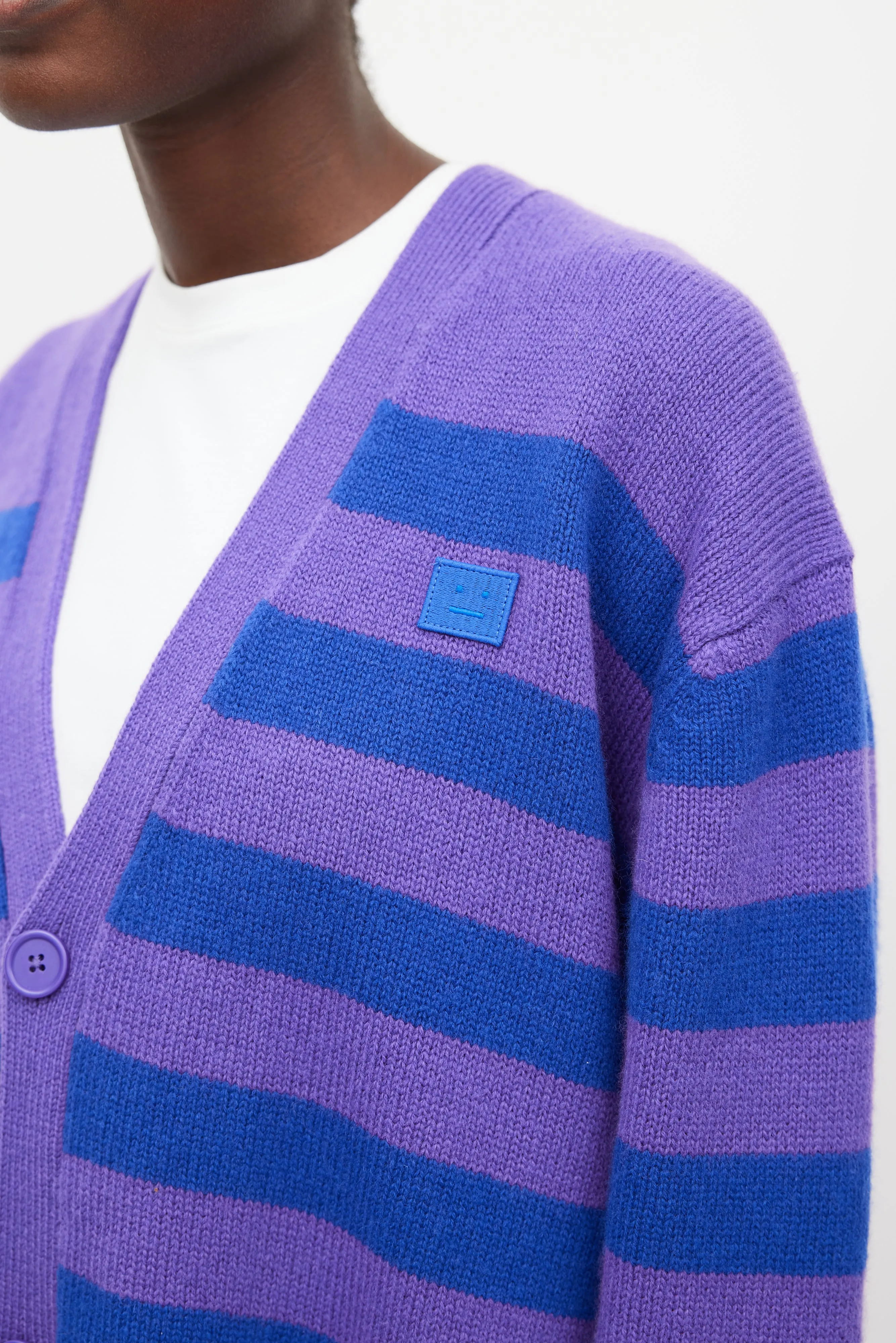 Purple & Blue Wool Striped Cardigan