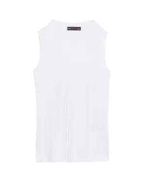 Ribbed Crew Neck Fitted Knitted Vest