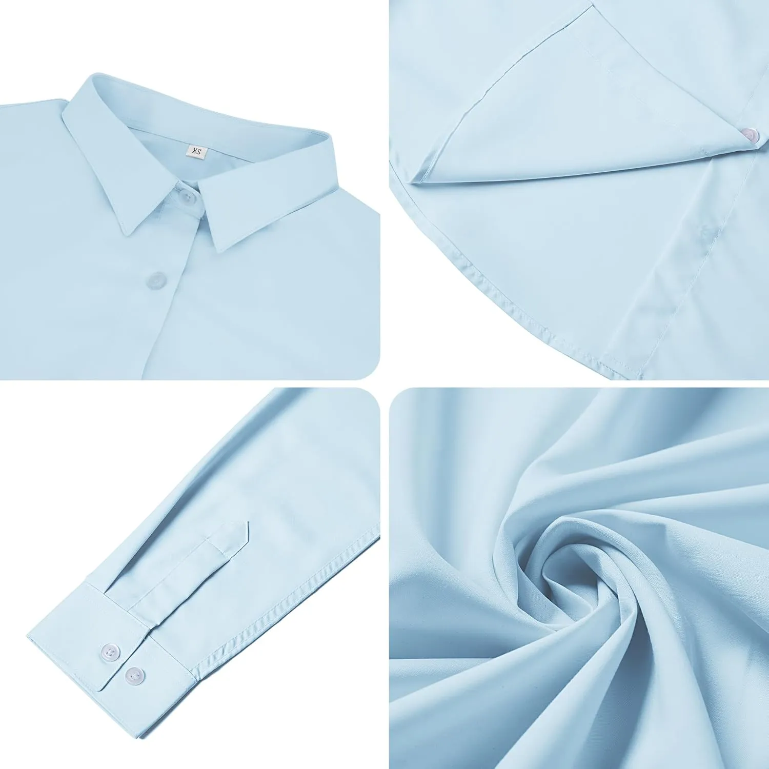 Ruisin Super Soft Wrinkle Free Button Down Shirts for Women Solid Long Sleeve Striped Formal Work Dress Blouses Tops