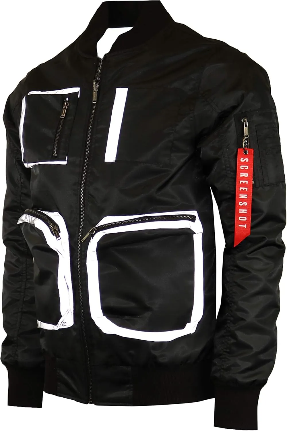 SCREENSHOT Men Streetwear Hip-Hop Urban NY Fashion Bomber Jacket - Modern Outdoor Lightweight Windbreaker Graffiti Zip Up Top