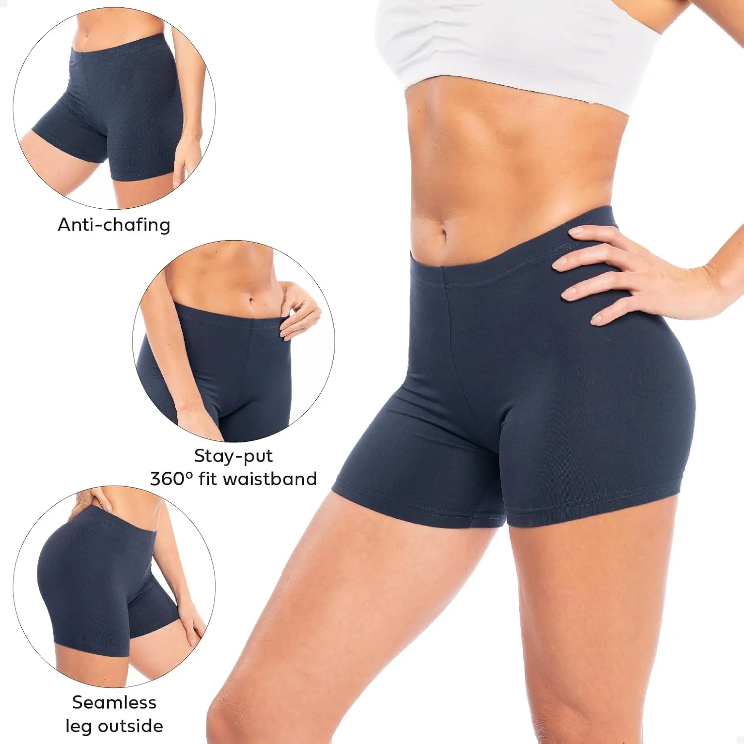 Sexy Basics Women's 12 Pack Cotton Stretch Light Weight Boyshort Boxer Brief Undershorts