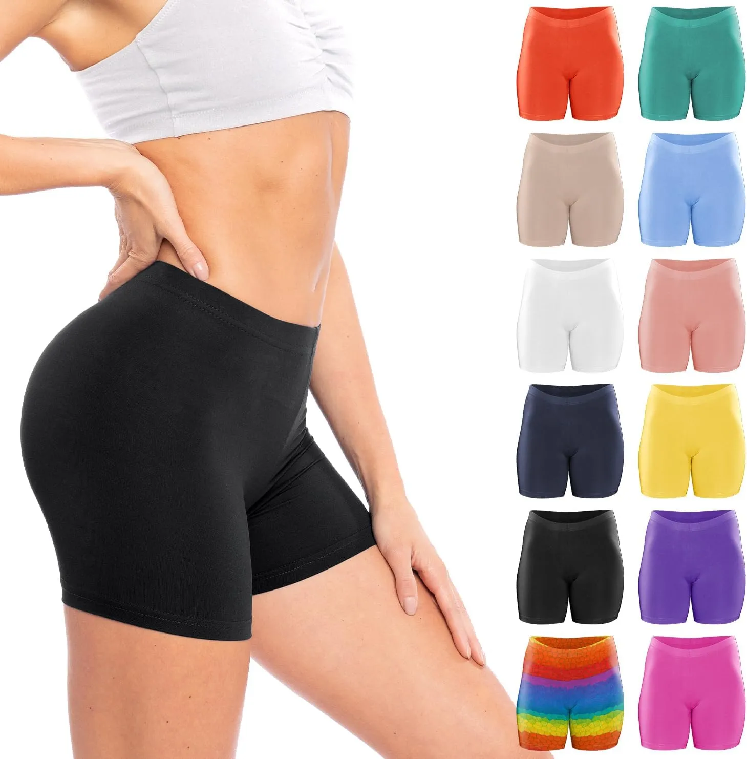 Sexy Basics Women's 12 Pack Cotton Stretch Light Weight Boyshort Boxer Brief Undershorts