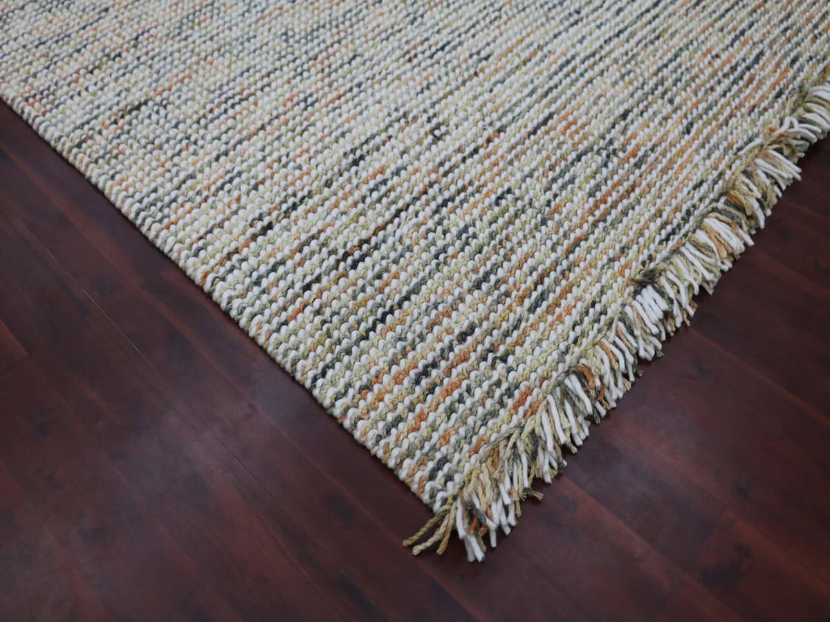 Vivid Modern Orange Hand-Woven Rug 8'x10'