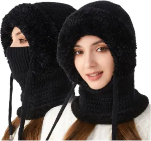 Women Knitted Hat Winter Windproof Warm Cap Trend Wool Thick Pullover Outdoor Skull Cap for Unisex
