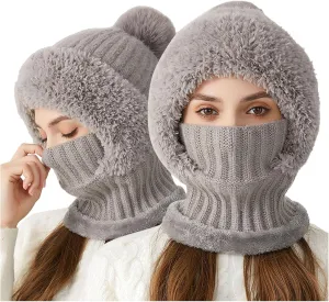 Women Knitted Hat Winter Windproof Warm Cap Trend Wool Thick Pullover Outdoor Skull Cap for Unisex