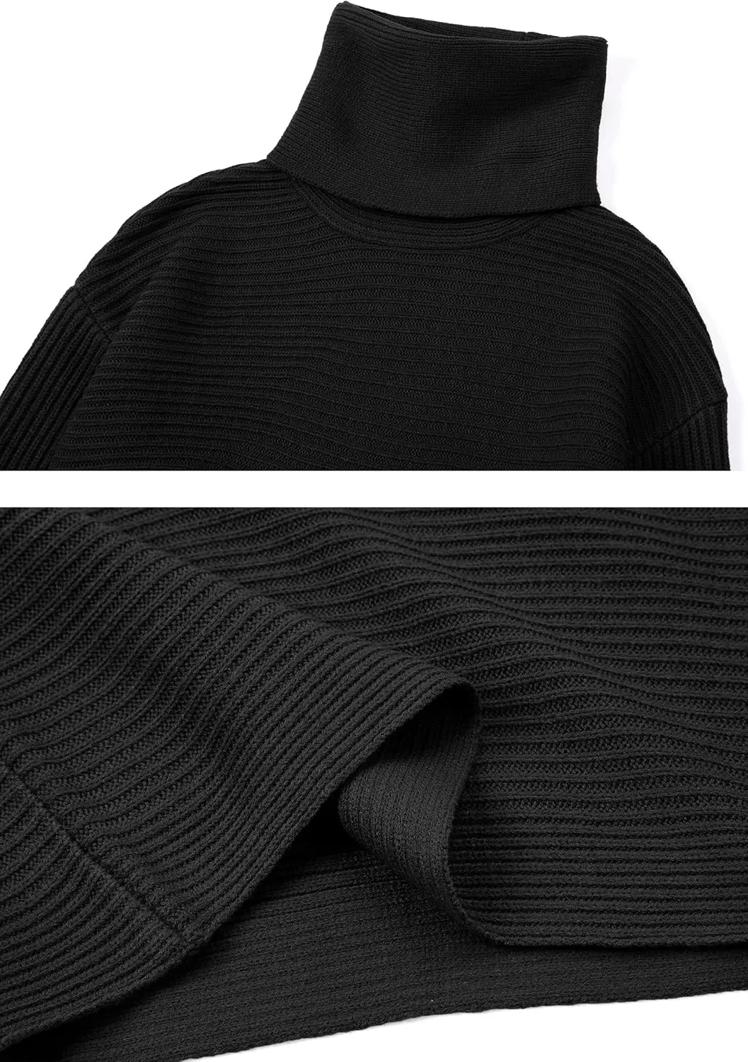 Women's Turtleneck 2 Piece Outfits Ribbed Knit Sweater Midi Pencil Skirt Set