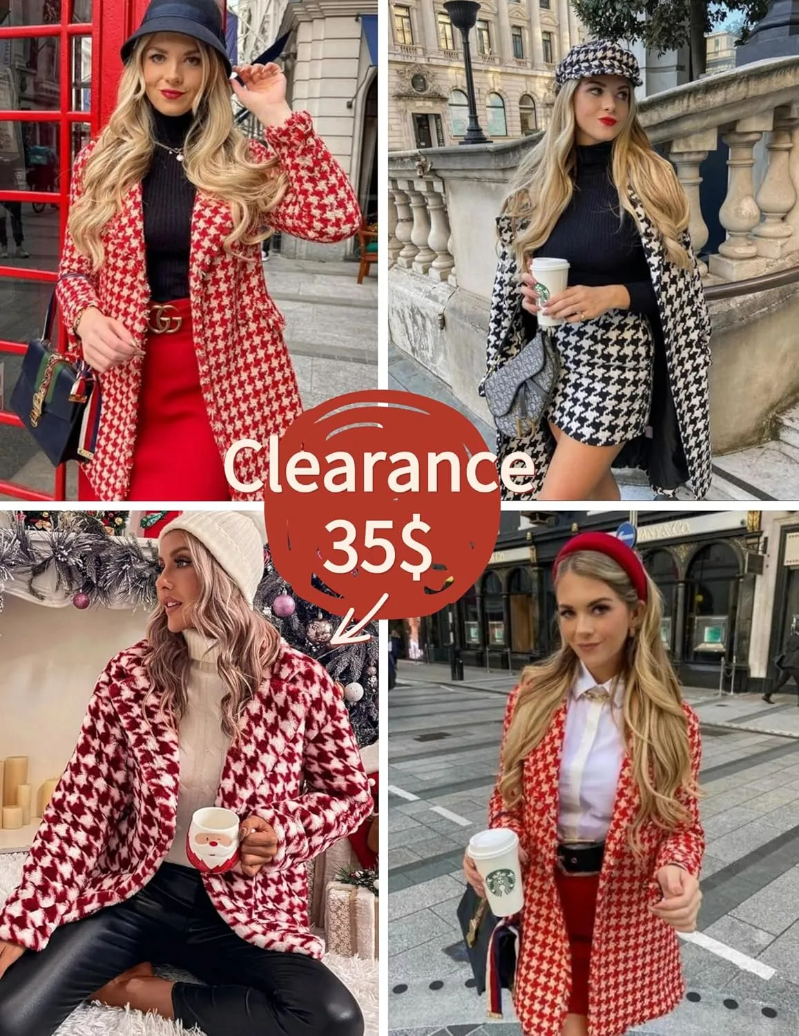 Zeagoo Women's Fashion Faux Fur Lapel Double-Breasted Thick Wool Trench Coat Winter Warm Jacket S-2XL