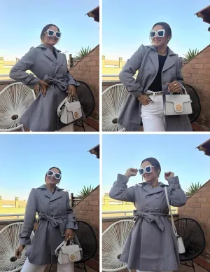 Zeagoo Women's Fashion Faux Fur Lapel Double-Breasted Thick Wool Trench Coat Winter Warm Jacket S-2XL